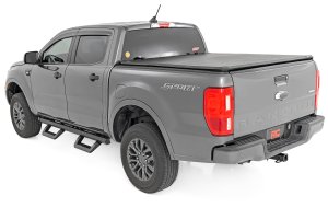 Ford Ranger Adjustable Aluminum Steps - Rough Country - SRX2 - Black - '19-'23